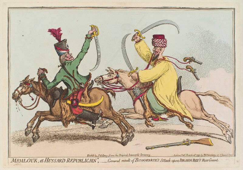 '"mamlouk, et hussard republicain." general result of buonaparte's attack upon ibrahim bey's rear guard' npg d12683