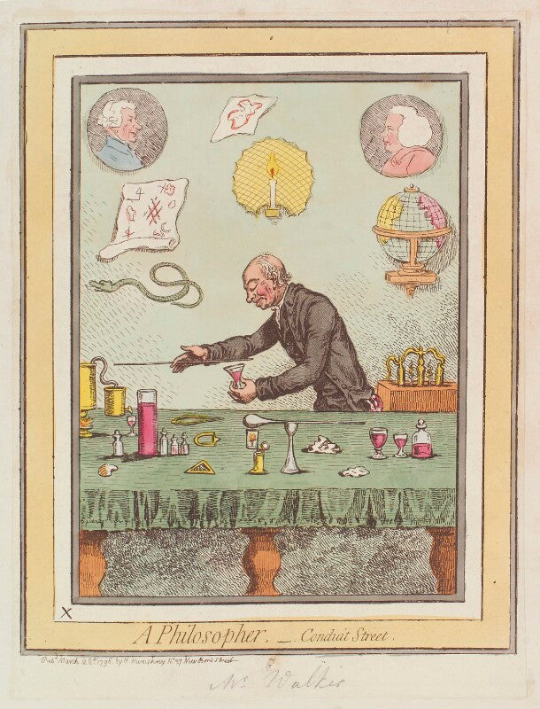 'a philosopher, conduit street' (joseph priestley (in portrait); adam walker) npg d12590