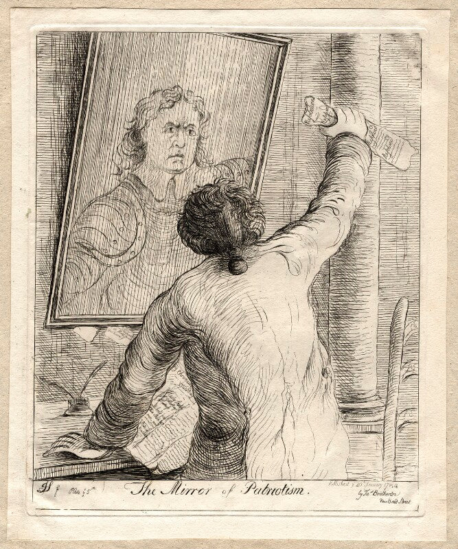 'the mirror of patriotism' (charles james fox; oliver cromwell (in mirror)) npg d9749