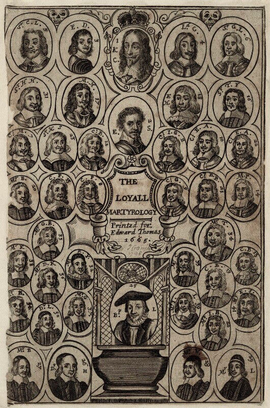 The frontispiece to winstanley's ''loyall martyrology'', 1665 npg d26783