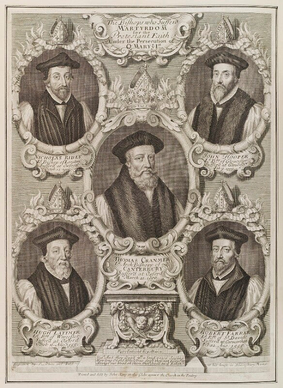 'the bishops who suffer'd martyrdom for the protestant faith; under the persecution of queen mary i' npg d19937