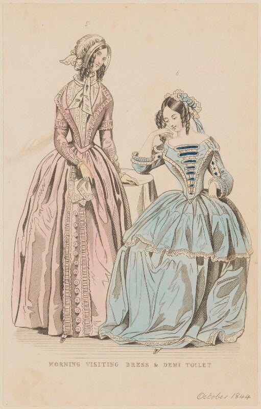 'morning visiting dress and demi toilet', august 1844 npg d47931
