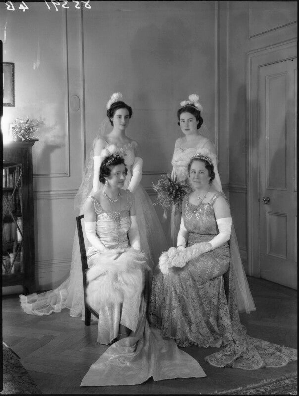 Emily gladys walpole (née oakes), countess of orford; lady anne sophia berry (née walpole) and two unknown women npg x34273