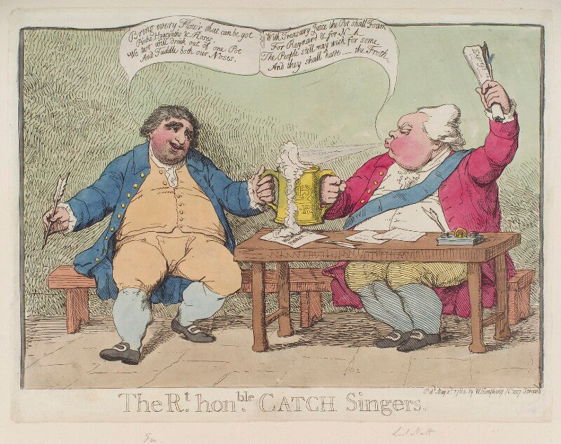 'the rt honble catch singers' (frederick north, 2nd earl of guilford; charles james fox) npg d12339