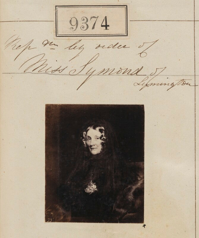 'reproduction by order of miss symond of lymington' npg ax59180