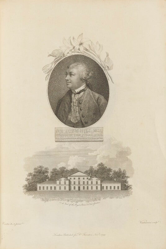 Sir john hill with 'a view of the royal palace in kew gardens' npg d34343
