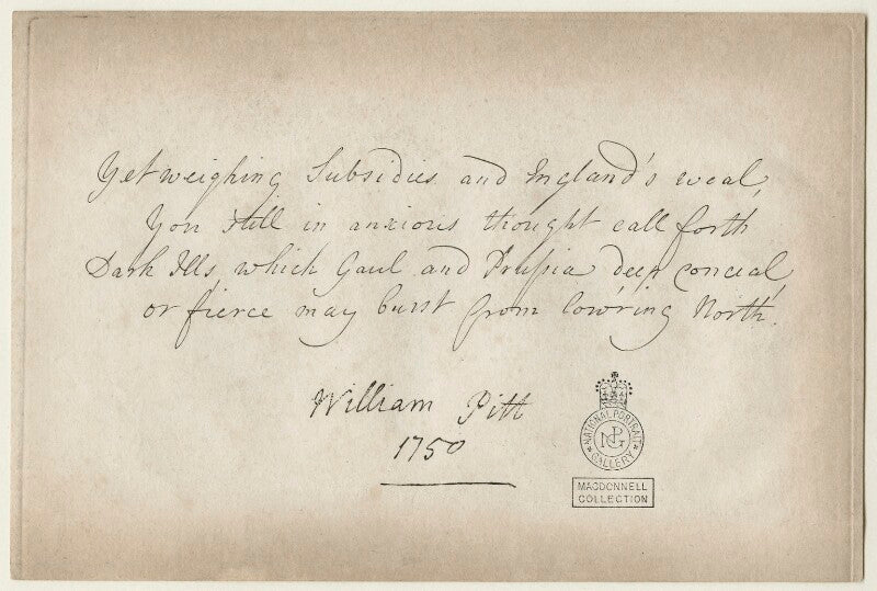 Verse by william pitt, 1st earl of chatham npg d21413
