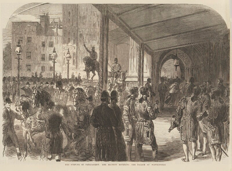 'the opening of parliament: her majesty entering the palace of westminster' (queen victoria) npg d48329