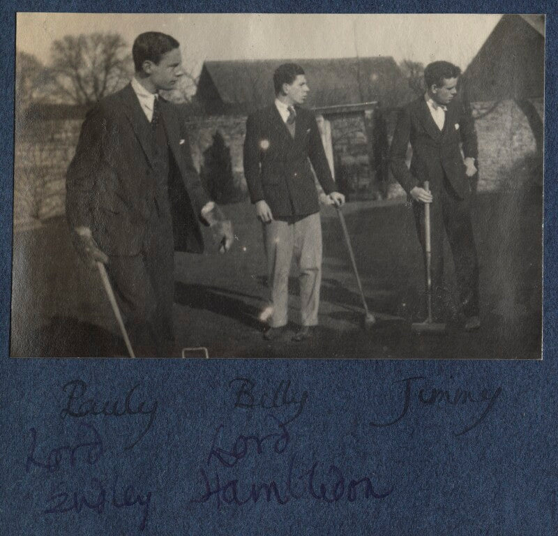 Arthur gore, 7th earl of arran; william henry smith, 3rd viscount hambleden; hon. james frederick ('jimmy') smith npg ax141485