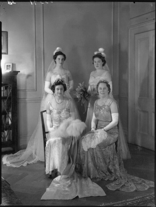 Emily gladys walpole (née oakes), countess of orford; lady anne sophia berry (née walpole) and two unknown women npg x34272