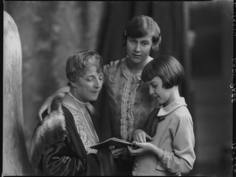 Ethel clara (née haszard), lady parr with her daughters, marie elizabeth betty seifert (née parr) and christine ethel hornby (née parr) npg x69138