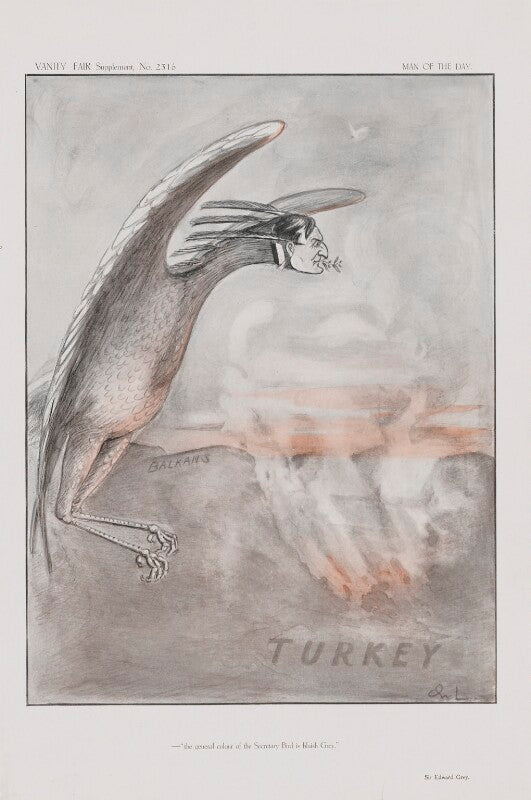 Edward grey, 1st viscount grey of fallodon ('men of the day. no. 2316. " 'the general colour of the secretary bird is bluish grey.'"') npg d45706