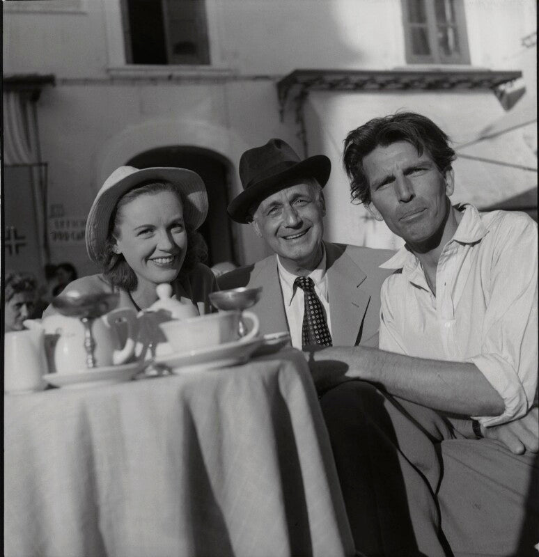 Phyllis calvert, tullio carminati and michael rennie during the filming of 'the golden madonna' npg x195056