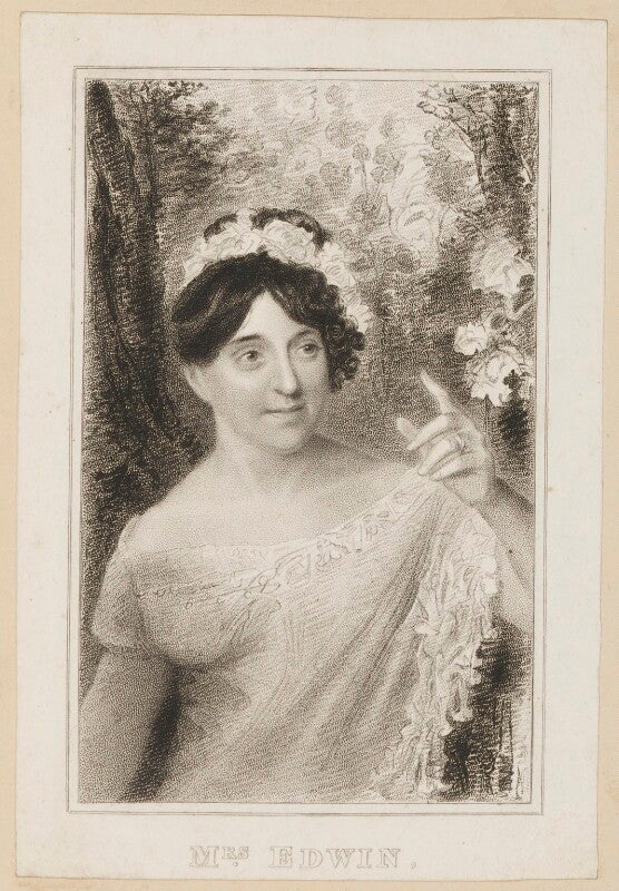Elizabeth rebecca edwin (née richards) as letitia hardy in cowley's 'the belle's stratagem' npg d38672