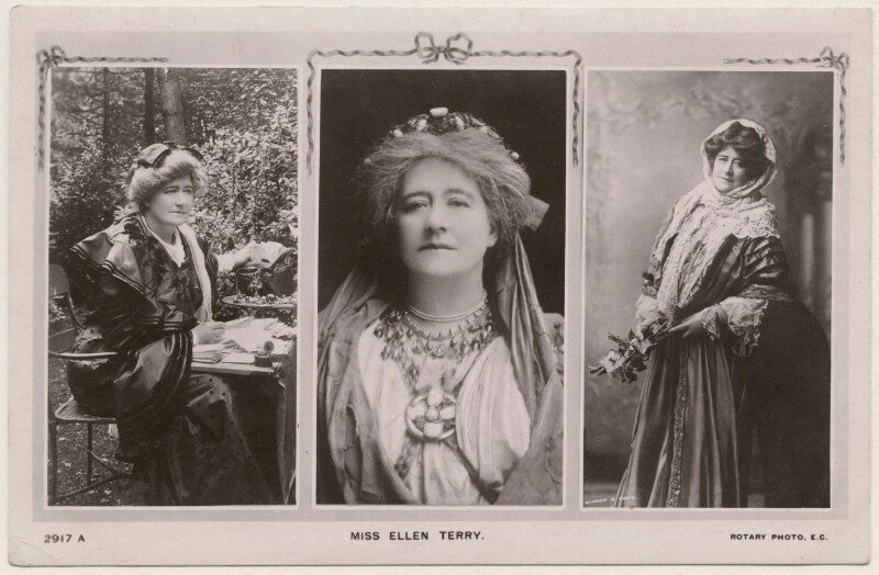 Ellen terry; ellen terry as volumnia in 'coriolanus'; ellen terry as alice grey in 'alice sit by the fire' npg x196253