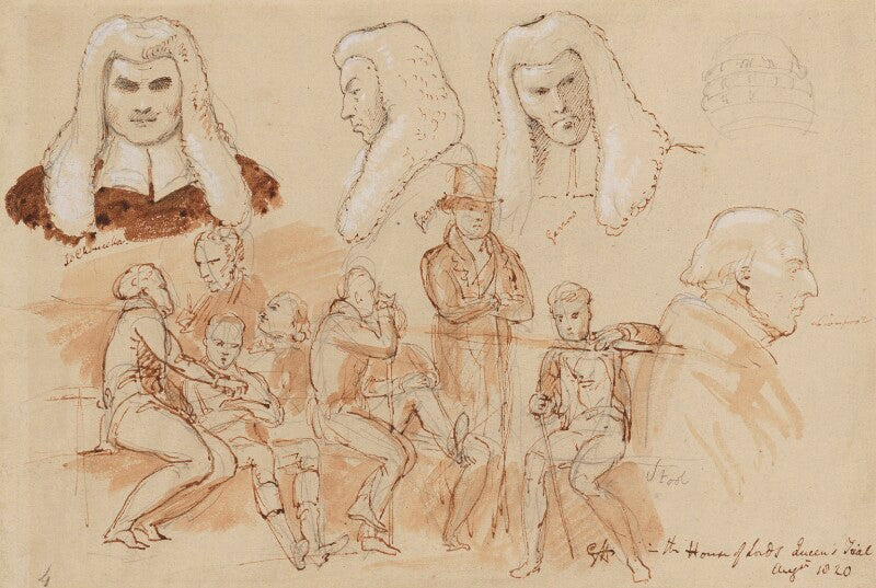 Group including john scott, 1st earl of eldon; sir william garrow; robert banks jenkinson, 2nd earl of liverpool, and others npg 1695(s)