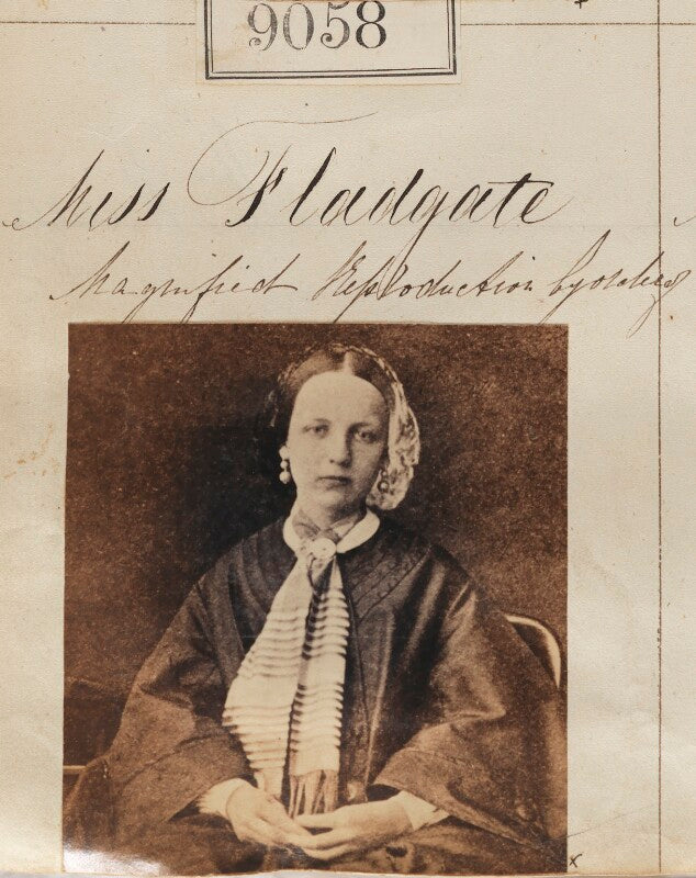 Unknown woman ('reproduction by order of miss fladgate') npg ax58881