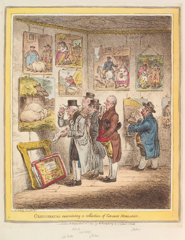 'connoisseurs examining a collection of george moreland's' npg d12897