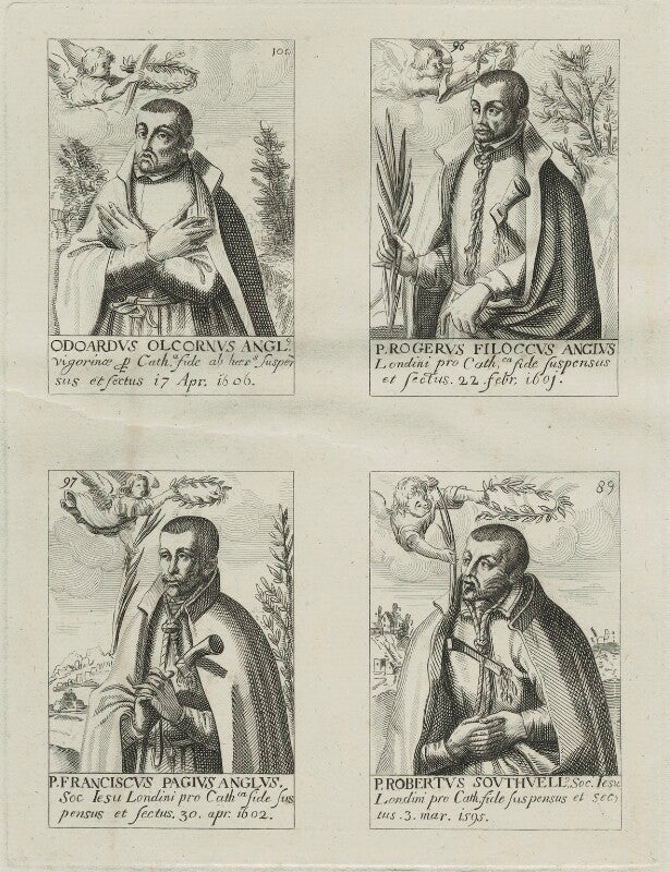 Edward oldcorn, roger filcock, franciscus pagius, robert southwell npg d25333
