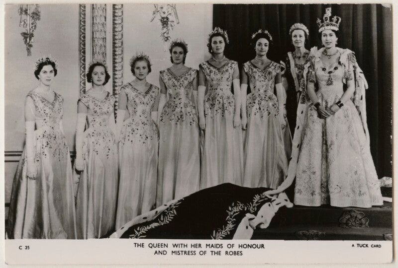'the queen with her maids of honour and mistress of the robes' npg x193014