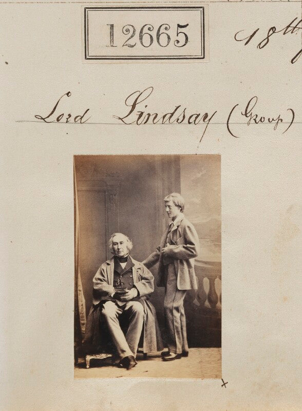 The 25th earl of crawford and 8th earl of balcarres with his son npg ax62309