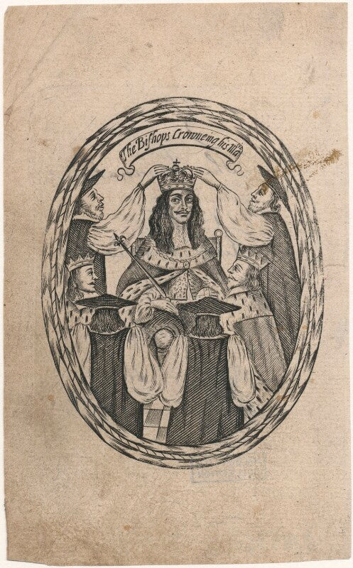 The coronation of charles ii (king charles ii with 4 bishops and 2 peers) npg d18536