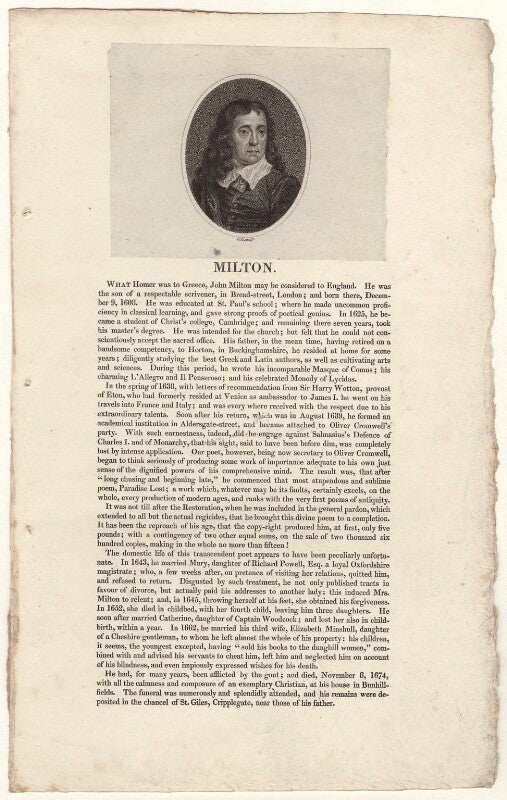 John milton npg d30113