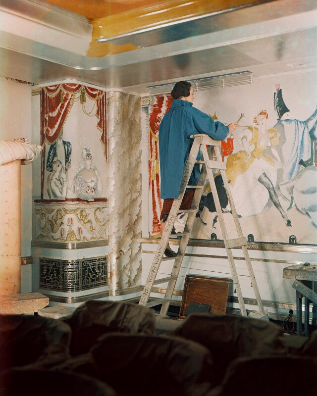 Doris zinkeisen working on the panels in the grill room of the rms queen mary npg x220828