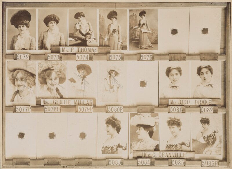 Miss r. thomas; gertie millar; dido drake; miss c. granville npg ax136829