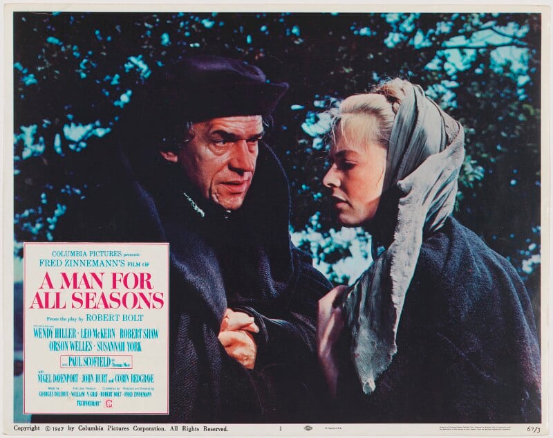 A man for all seasons lobby card 1 (paul scofield as sir thomas more; susannah york as margaret roper) npg d48102