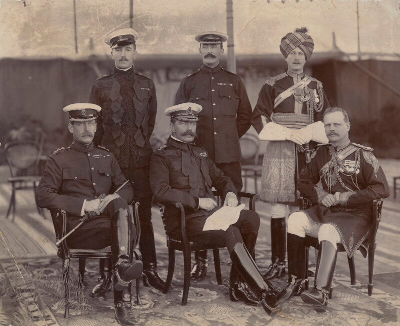 Group including hubert ion wetherall hamilton, herbert kitchener, 1st earl kitchener, raymond john marker, francis aylmer maxwell and william riddell birdwood, 1st baron birdwood npg x193209