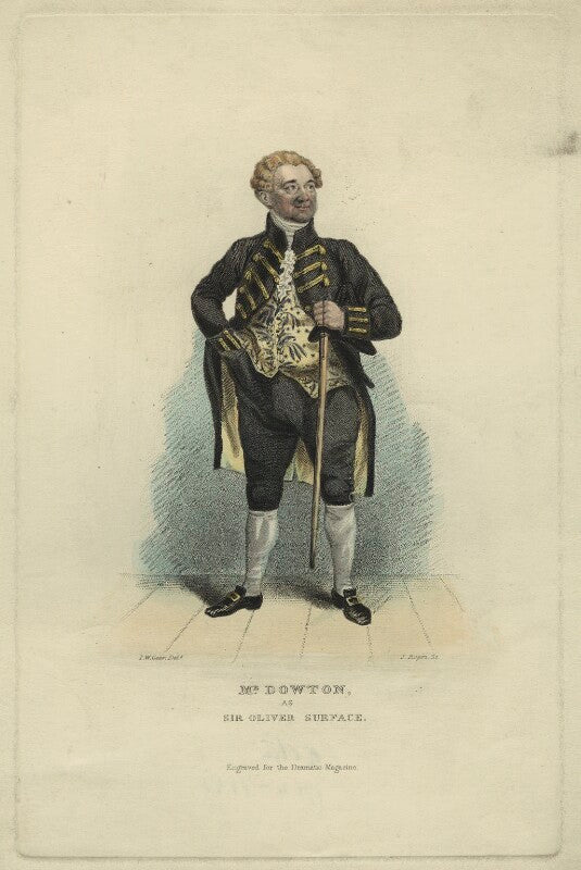 William dowton as sir oliver surface in sheridan's 'the school for scandal' npg d23442