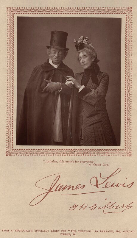 James lewis as justinian babbit; mrs george henry gilbert (ann hartley) as mrs zantippa babbit in 'a night off' npg x9383
