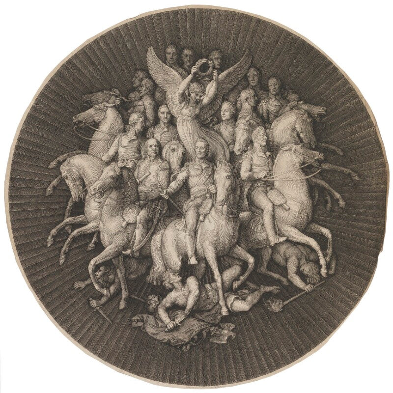 Arthur wellesley, 1st duke of wellington and king george iii ('shield of wellington: centre piece') npg d37616