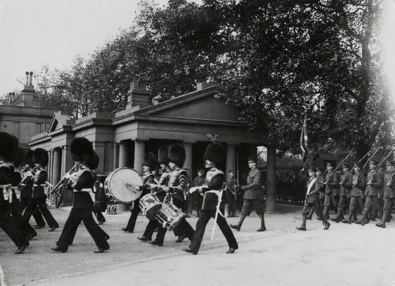 Prince edward, duke of windsor (king edward viii) carrying the regimental colours in a parade of the grenadier guards npg x28393