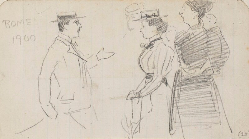 Guide lecturing tourists in rome (four unknown sitters) npg d43062