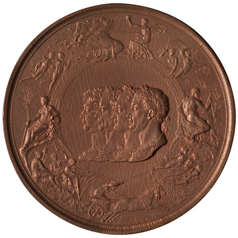 Waterloo medal obverse (king george iv; francis i, emperor of austria; alexander i, tsar of russia; frederick william iii, king of prussia) npg d7214