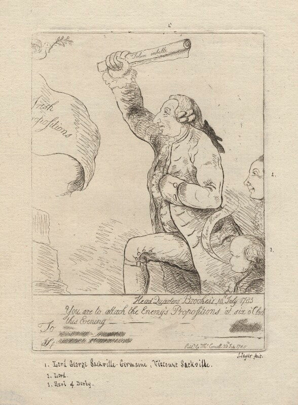 'head quarters: brooks's, 18th july 1785 you are to attack the the enemy's propositions at six o'clock this evening' npg d5875