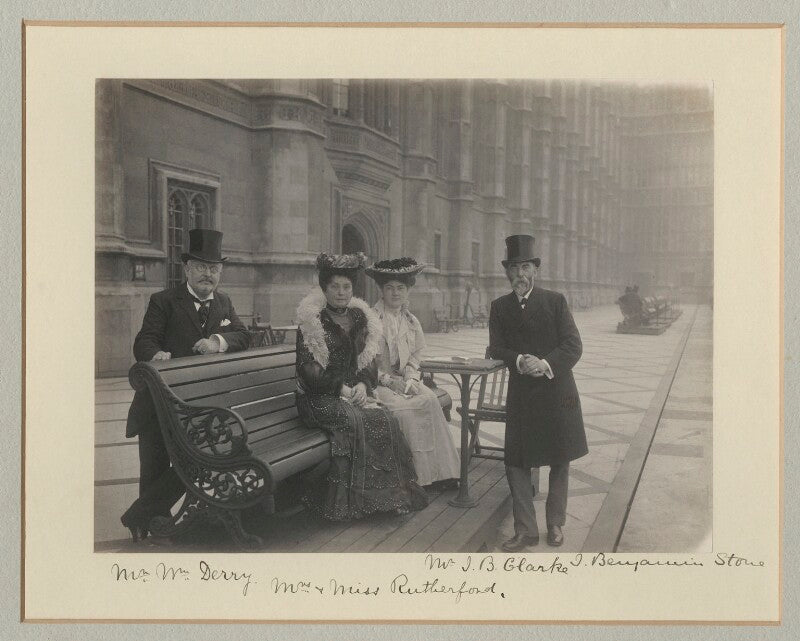 William derry; elspeth rose (née strachan), lady rutherford; miss rutherford; j.b. clarke npg x135136