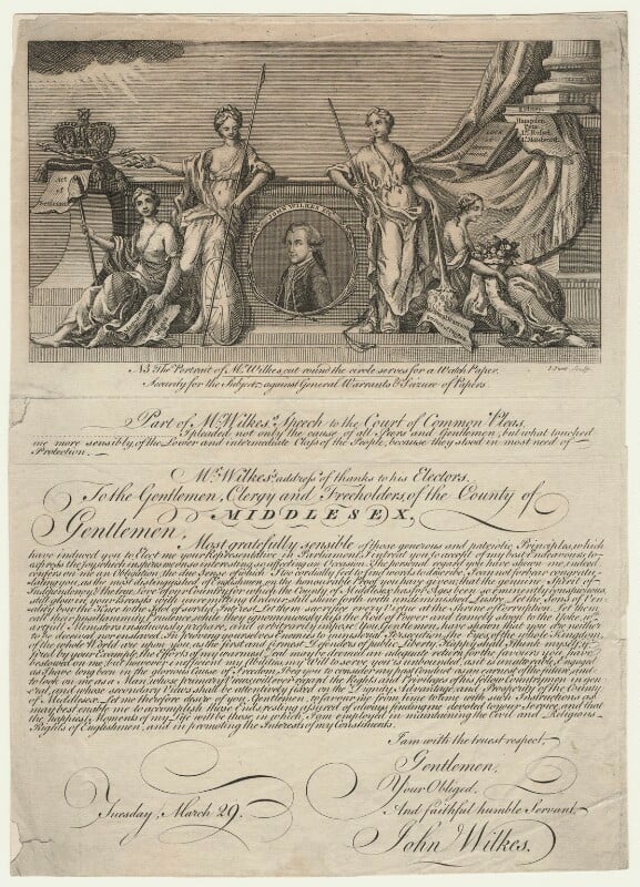 John wilkes ('mr wilkes's address of thanks to his electors') npg d21657