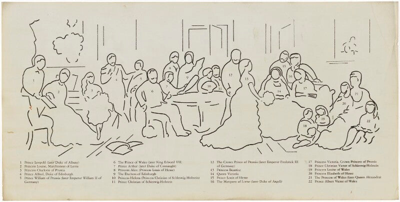 Key to 'royal family group, 1874' (queen victoria with her family) npg d33661