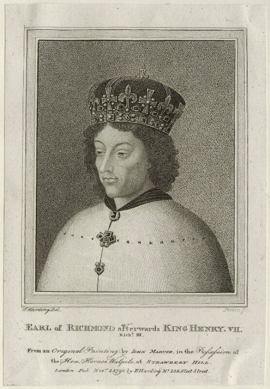 Unknown sitter engraved as king henry vii when earl of richmond npg d23862