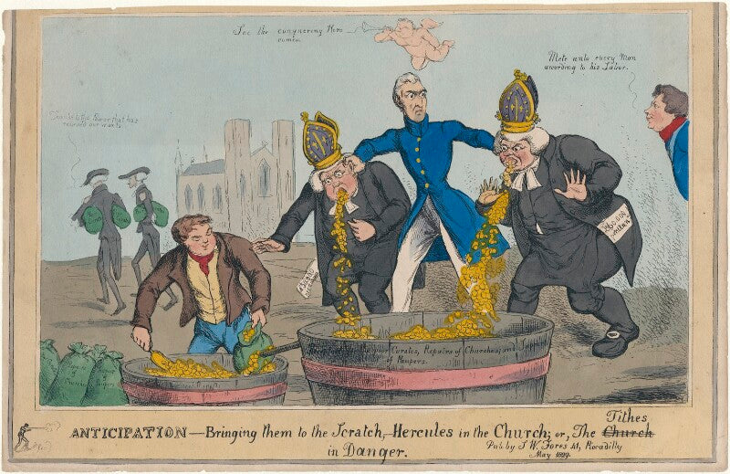 Anticipation bringing them to the scratch, hercules in the church; or, the church tithes in danger npg d48761