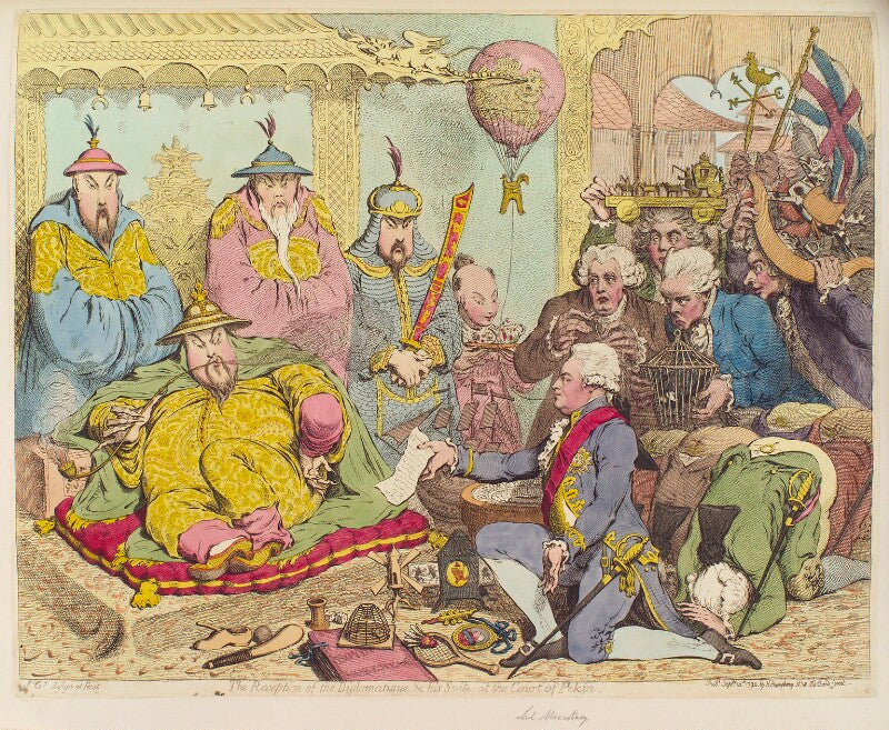 'the reception of the diplomatique and his suite, at the court of pekin' npg d12463