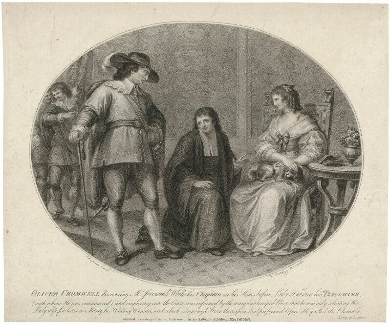 Oliver cromwell discovering jeremiah white his chaplain, on his knees before lady frances his daughter npg d28702