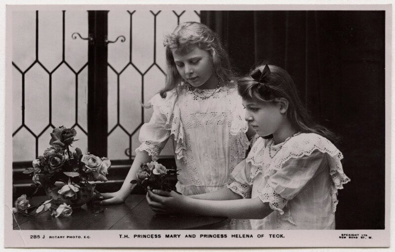 (victoria constance) mary (née cambridge), duchess of beaufort; lady helena frances augusta gibbs (née princess of teck) npg x136530