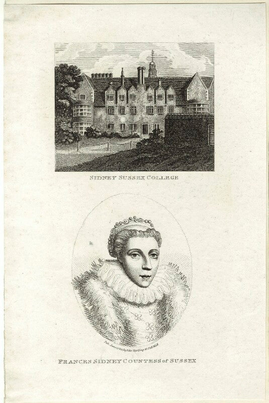 Frances radclyffe (née sidney), countess of sussex and view of sidney sussex college npg d25589