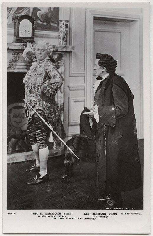 Sir herbert beerbohm tree as sir peter teazle; hermann vezin as rowley in 'the school for scandal' npg x8736