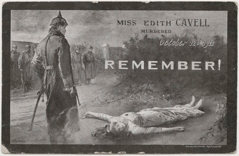 'miss edith cavell murdered, october 12th 1915, remember!' npg x200182