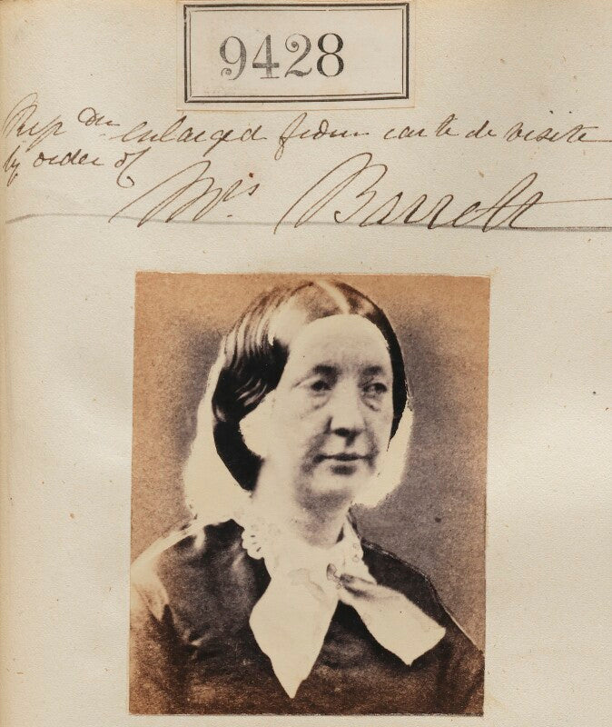 'reproduction enlarged from carte de visite by order of mrs barrett' npg ax59235
